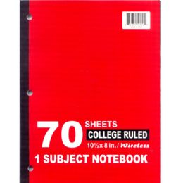 48 Wholesale Wireless 1 Subject Notebook - Narrow College Ruled
