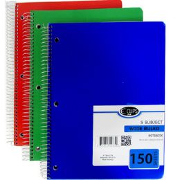 36 Pieces 5-Subject Wide Ruled Wire Notebook - Assorted - Notebooks