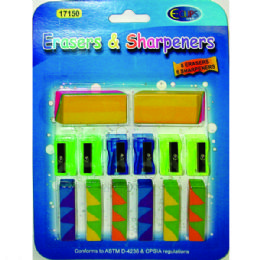 48 Wholesale Eraser & Sharpener Set