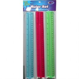 48 Wholesale Easy Grip Ruler Set 3/pack