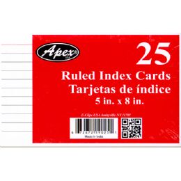 72 Wholesale Index Cards, 5x8, 25 Pk. White, Ruled