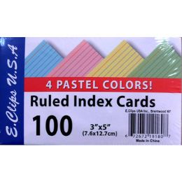 60 Wholesale Ruled Index Card 3x5 Pastel Colors - 100ct
