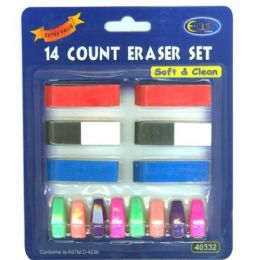 48 Wholesale Neon 14 Ct Eraser Set