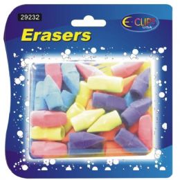 48 Packs Pencil Top Erasers, 30 Ct., Asst. Colors - Erasers
