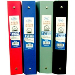48 Wholesale Binder - Flexible Assorted Colors - 1.5" - 3 Rings