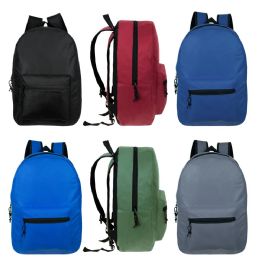 24 Bulk 15" Kids Basic Backpacks In 6 Assorted Colors