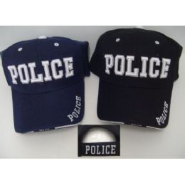 24 Pieces Police Cap Assorted ColorS- Black And Navy - Baseball Caps & Snap Backs