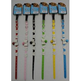 48 Wholesale 12" Dog/cat Collar With Bow & Bell