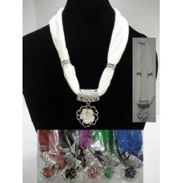 36 Wholesale Short Scarf NecklacE-Colorful Rose 30"