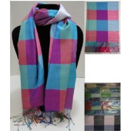 72 Pieces Silky Scarf With FringE-Color Squares - Winter Scarves
