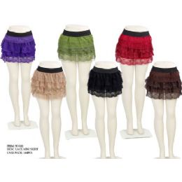 144 Wholesale Ladies Organza Lace Mini Skirts