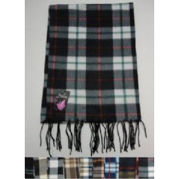 144 Pieces Plaid Fleece Scarf With Fringe - Winter Scarves
