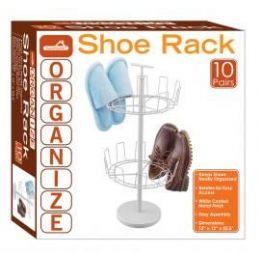 4 Pairs 10-Pair 2 Tier Revolving Shoe Racks - Home Accessories