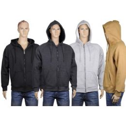 24 Pieces Mens Thermal Zip Front Jacket With Sherpa Lining. Black Only - Mens Sweat Shirt