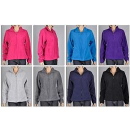 48 Wholesale Ladies Polar Fleece Zip Dfown Sweater / Jacket Plus Sizes