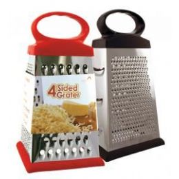 24 Wholesale Stainless Steel 4 Sided Grater Assorted Red And Black