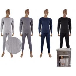 36 Pieces Mens Fleece Thermal Set Navy Only - Mens Thermals