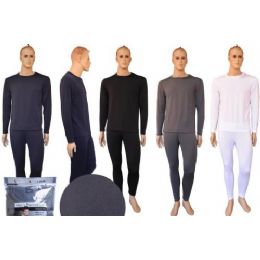 72 Wholesale Mens Flat Knit Thermal Set Assorted Color