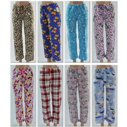 96 Pieces Ladies Fleece Pants / Lounge Pants - Women's Pajamas and Sleepwear
