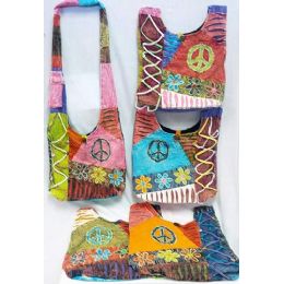 5 Pieces Nepal Flower Peace Design Hobo Bags Sling Purses Ast - Handbags