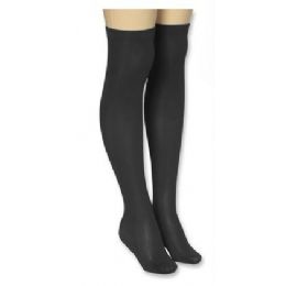 36 Pairs One Size Fits All Wholesale Black Opaque ThI-High - Womens Thigh High Stocking