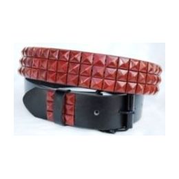 36 Pieces Pyramid Studded Red Belt - Unisex Fashion Belts