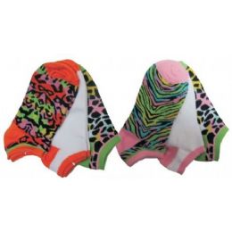 48 Wholesale Women Animal Print 3 Pack Ankle Sock