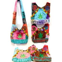 36 Pieces Nepal Hobo Bags Tie Dye Marijuana Leaf Design Assorted - Handbags