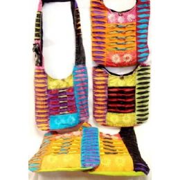 36 Pieces Hobo Nepal Handmade Sling Purse Bag With Ripped Fabric - Handbags