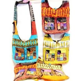 36 Pieces Double Patchwork Pockets Nepal Handmade Crossbody Bag - Handbags