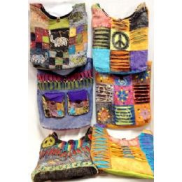 36 Pieces Assorted Nepal Hobo Bags Tie Dye Fabric Handmade Sling - Handbags
