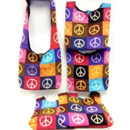 36 Pieces Patch Peace Sign Cotton Hobo Bags Purses 5 Pieces - Handbags