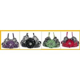 36 Wholesale Rhinestone Flower Purses With Two Handles