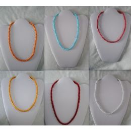 48 Wholesale Magnetic Handmade Necklace With Round Color Beads