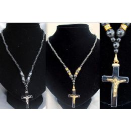 48 Wholesale 12 Pcs Magnetic Hematite Necklace Cross With Jesus