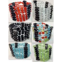 72 Units of Magnetic Hematite Plastic Beads Wraped Necklace/ Bracelet - Bracelets