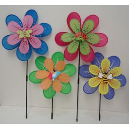 120 Wholesale 16" Double Wind Spinner [pastel Petals & Bug Assortment]