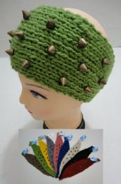 48 Bulk Hand Knitted Ear Band With Spikes