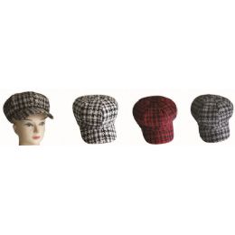48 Pieces Newsboy Winter Hats Small Plaids - Fashion Winter Hats