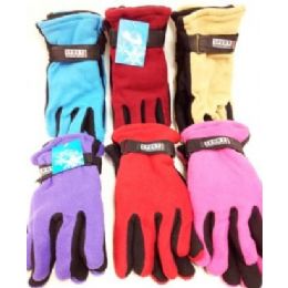 72 Wholesale Lady's Fleece Gloves Assorted Colors