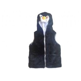 24 Bulk Kids Vest With Animal Hoodie Penguin