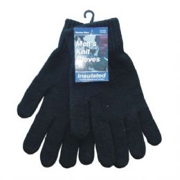 144 Wholesale Winter Men Knit Glove Black Only