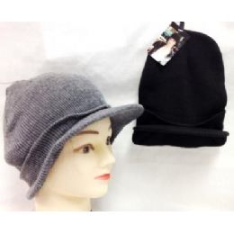 60 Pieces Knit Winter Hats With Short Bills Assorted Colors - Winter Beanie Hats