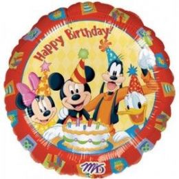 100 Pieces Mylar 18" LC-Happy Birthday Mickey & Friends - Balloons & Balloon Holder