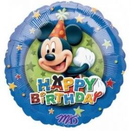 100 Wholesale Mylar 18" LC-Happy Birthday Mickey
