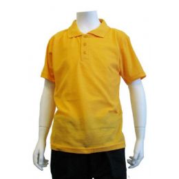 12 Pieces Boys School Uniform Polo Shirt Yellow Gold Color - Boys School Uniforms