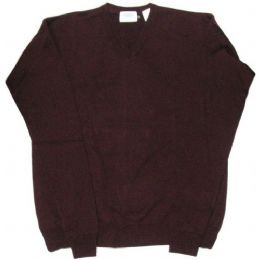 26 of Adult V-Neck Pull Over Sweater Burgundy Only