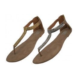 18 Wholesale Woman's Micro Suede Rhinestone Sandal