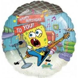 100 Wholesale Mylar 18" LC-Happy Birthday Sponge Bob Rocks!