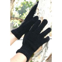 96 Wholesale Ladies Black Only Chenille Gloves